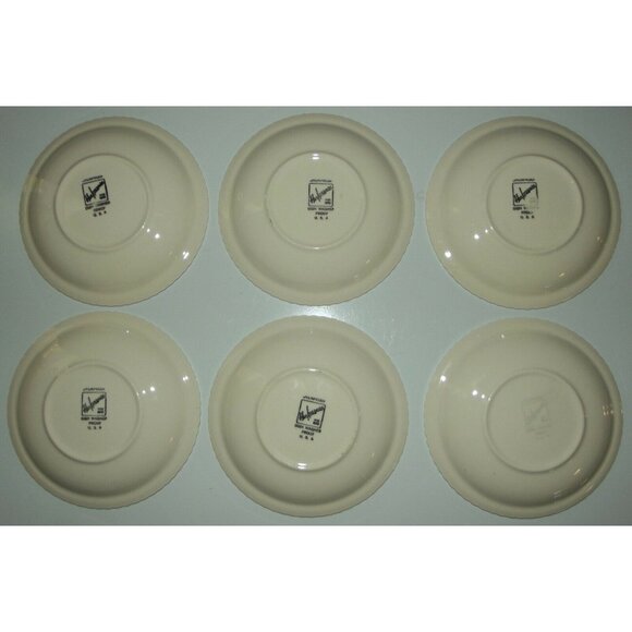 Harkerware Saucers Lot of 6 Vintage Pottery Chesterson Blue White 6-1/4" - Picture 5 of 8